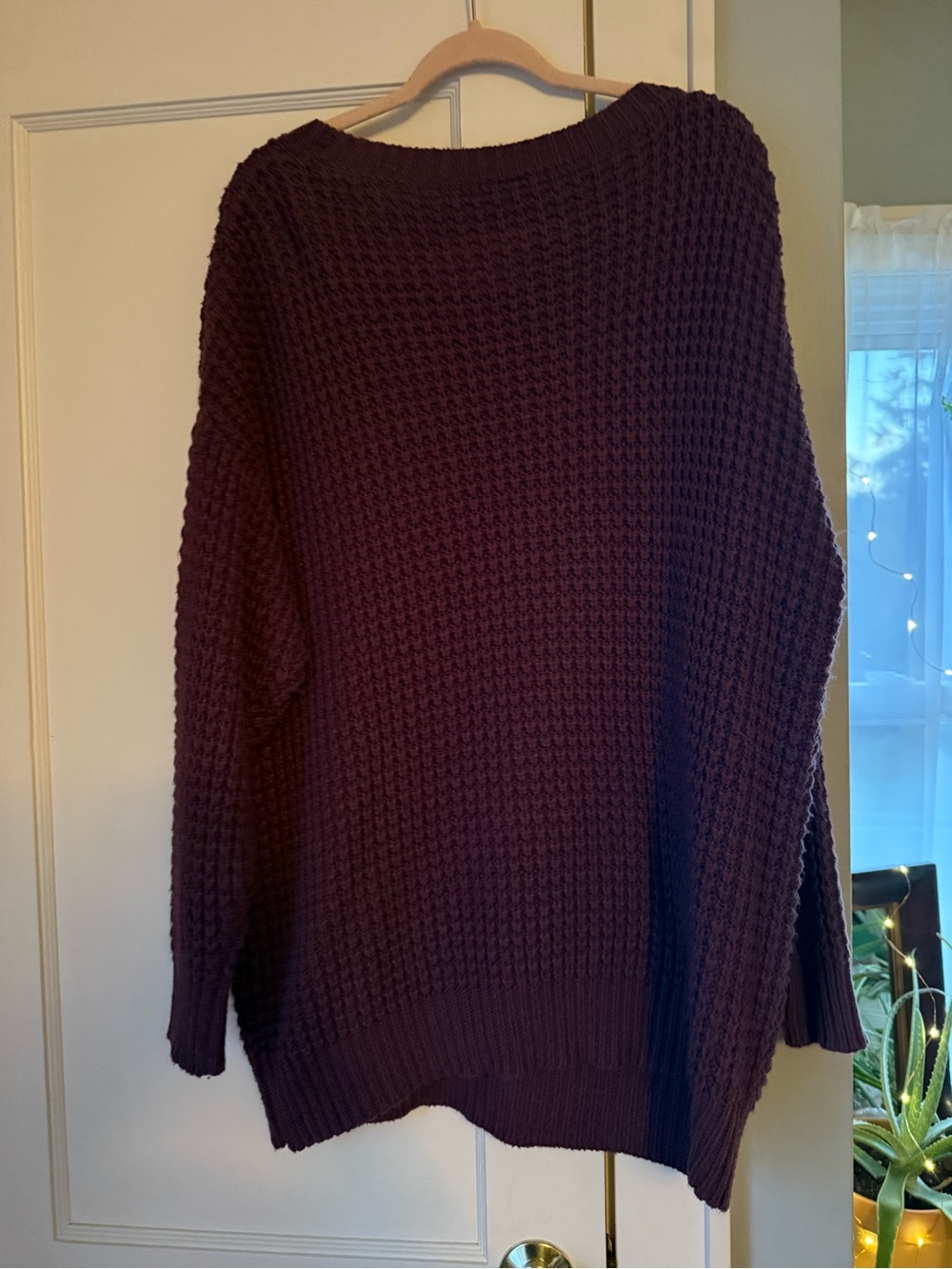 Zenana Outfitters Waffle Knit Sweater - Plum